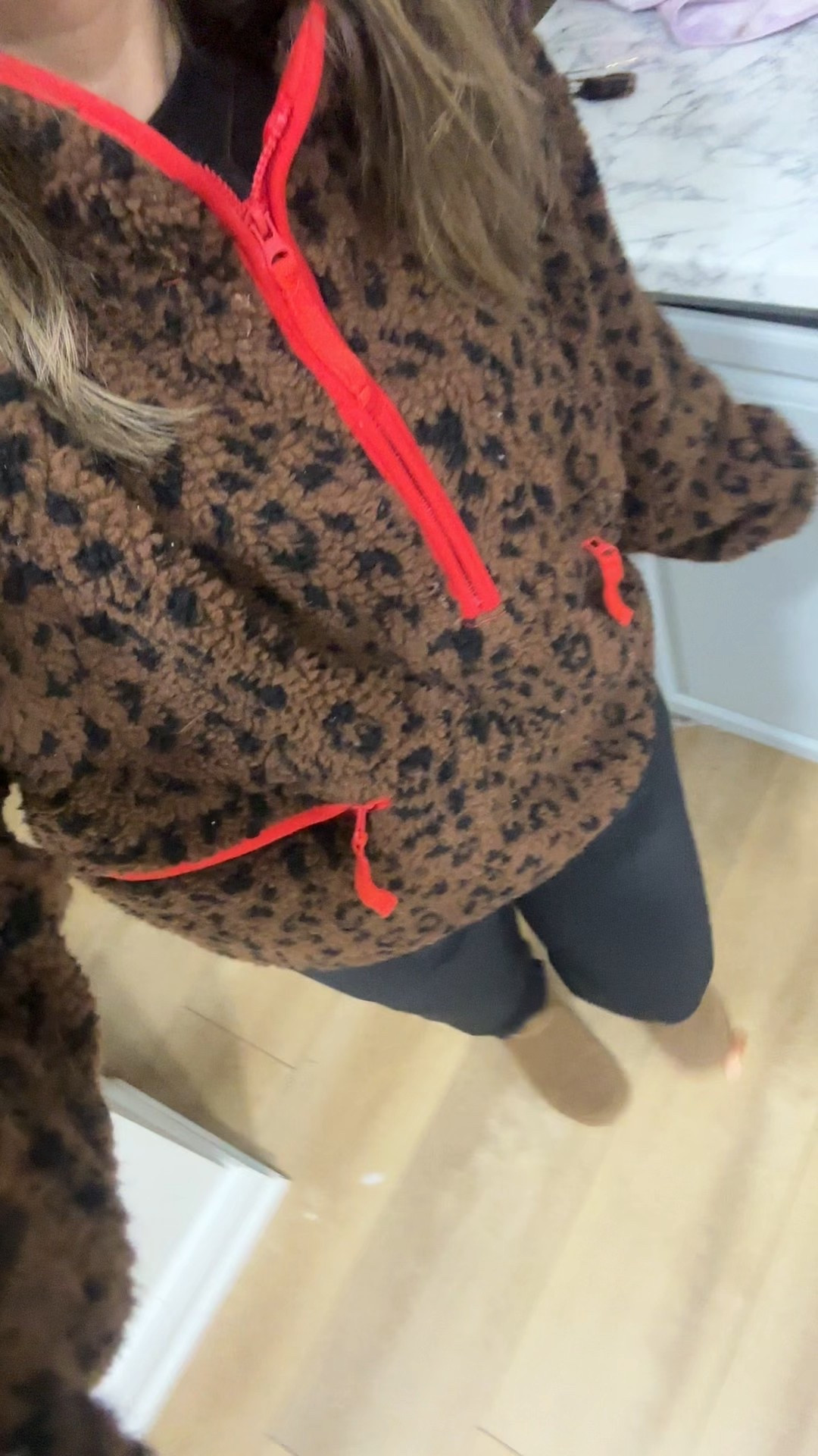 Love this casual & cozy winter outfit! Wearing a M in this leopard pullover Sherpa! Paired it with thermal long underwear, leggings and my fave faux Ugg boots from Amazon . Just as great as the name brand but Fraction of the price. 

#LTKgrwm #LTKootd #LTKActive