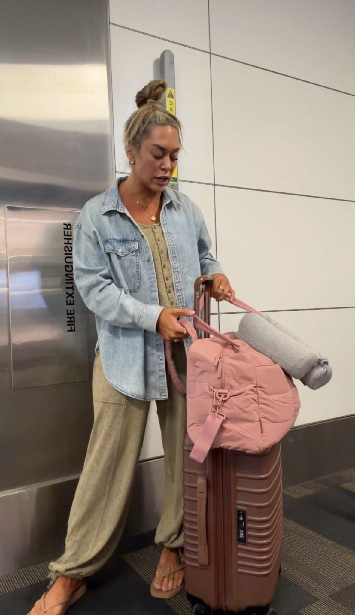 Loved this comfy travel fit for my cross country flights! ✈️ I did a M top & bottoms🫶🏼 & this travel bag is SO GOOD!!!! 

Ootd / airport fit / @Target / Amazon / travel style / Holley Gabrielle

#LTKPetite #LTKootd #LTKTravel