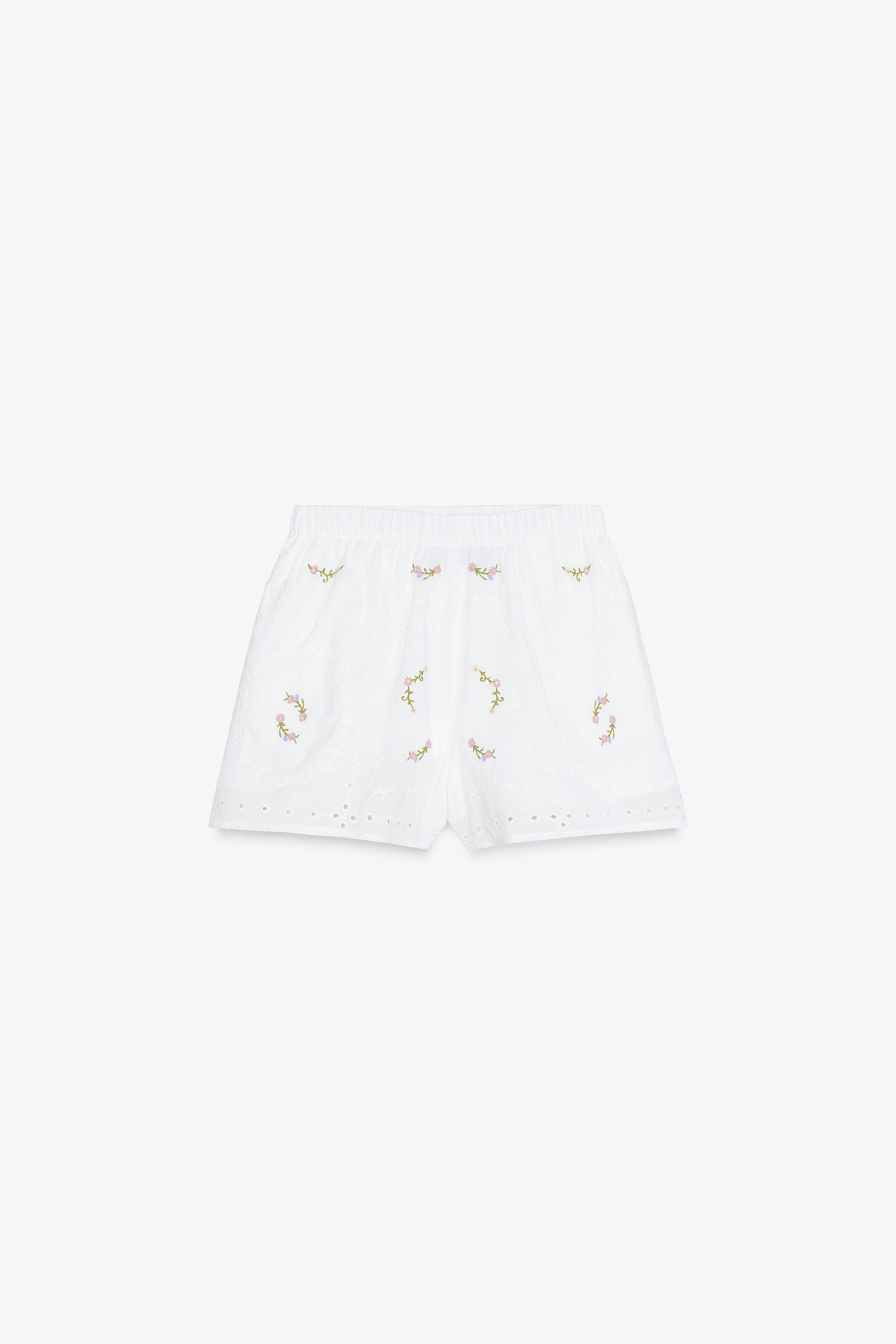 EMBROIDERED FLORAL SHORTS | Zara US