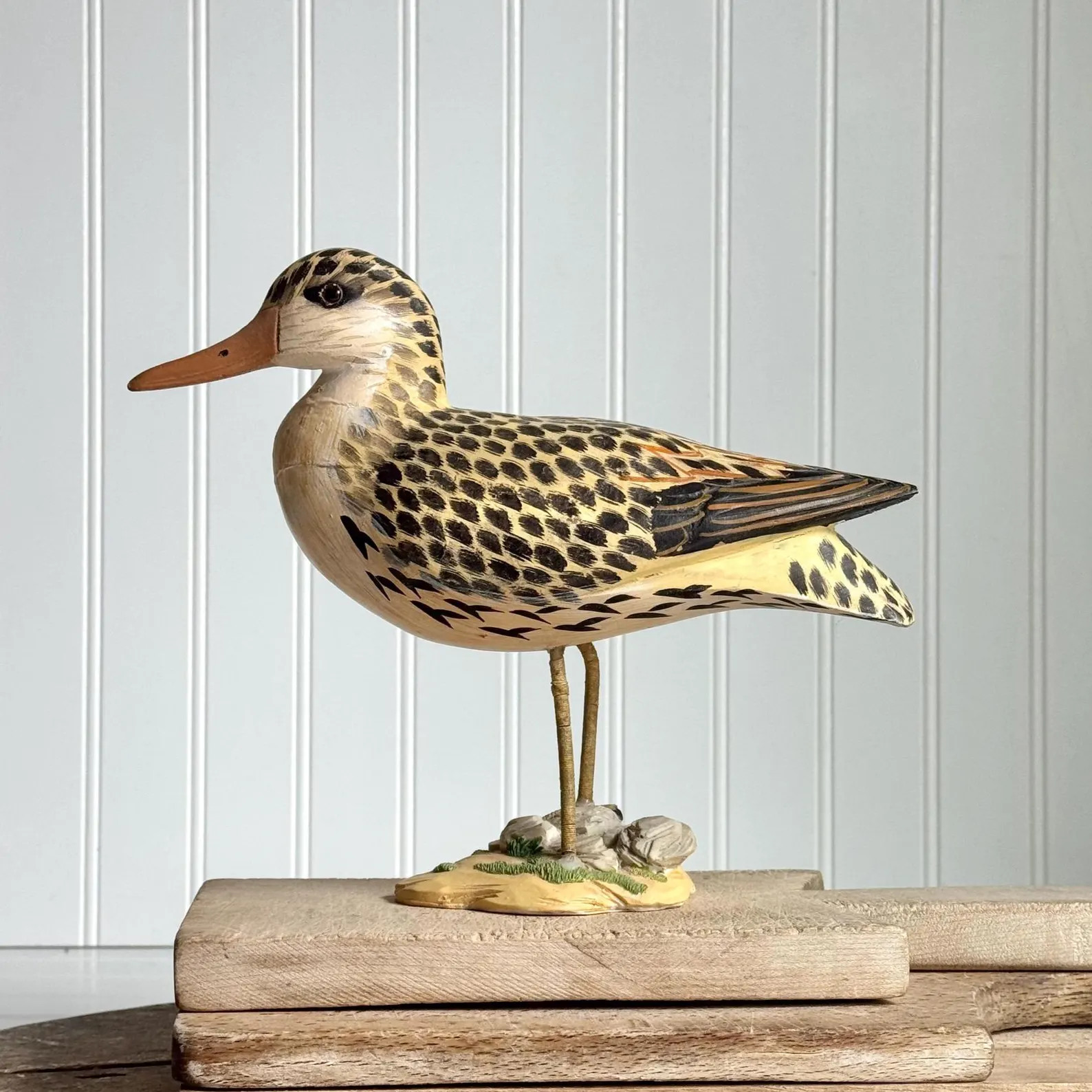 Hand Carved & Painted Shore Bird, Metal Wire Wrapped Legs, Resin Stand (land With Rocks)- Shore H... | Etsy (Global)