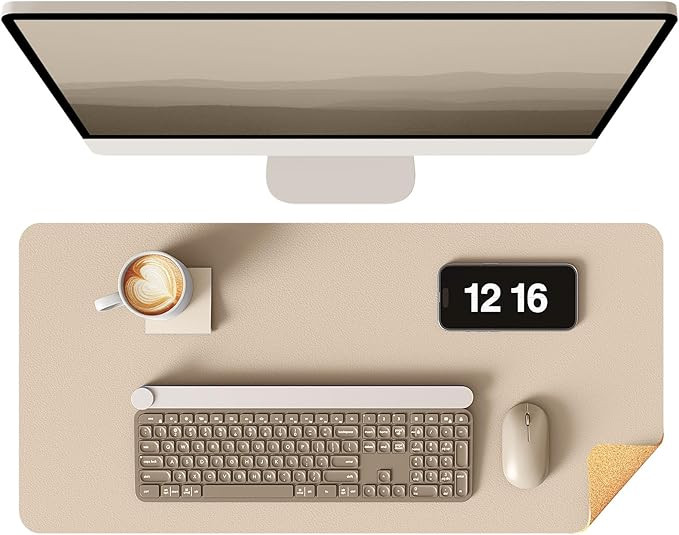 YSAGi Double-Sided Desk Pad, 31.5"x15.7" Leather Desk Mat, Eco Cork Desk Pad Protector,Large Mous... | Amazon (US)