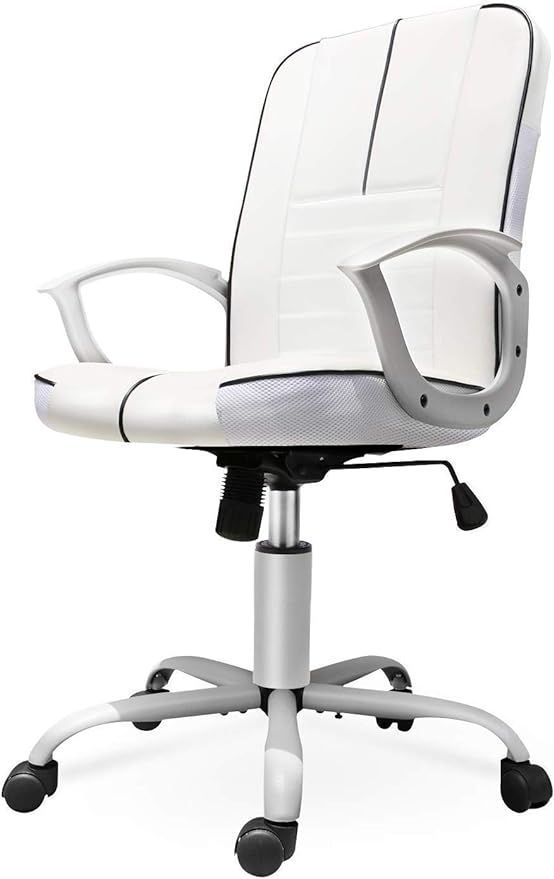 Office Chair Leather, Mid Back Home Office Chair Bonded Leather Computer Swivel Task Desk Chair -... | Amazon (US)