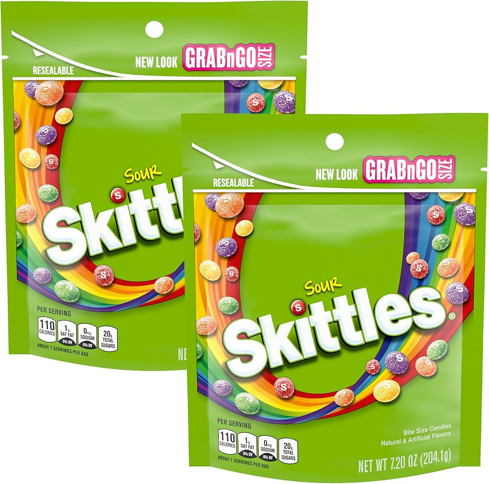 The Hampton SourSkittles Bite Size Candies, 7.2 Ounce Bag (Pack of 2), Grab N Go | Amazon (US)