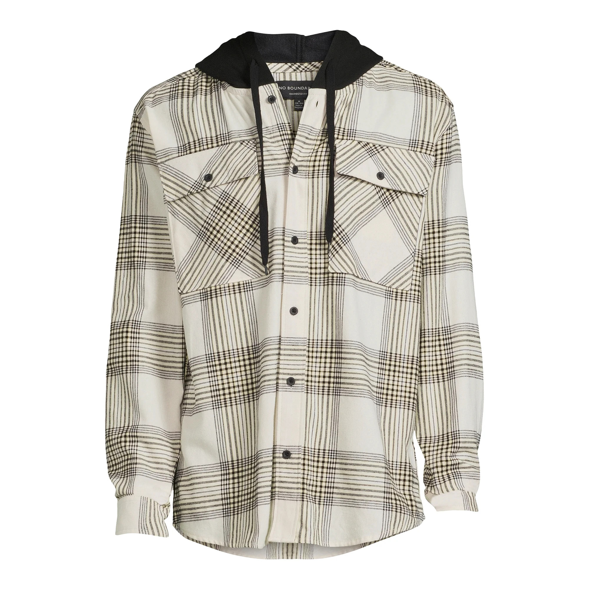 No Boundaries Men's & Big Men's Hooded Flannel Shirt, Sizes XS-5XL | Walmart (US)