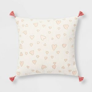 Embroidered Mini Hearts Square Throw Pillow White/Blush - Threshold™ | Target