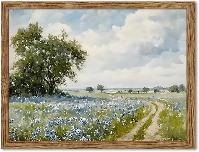 Framed Vintage Canvas Wall Art, Country Landscape Wildflower Field Wall Decor Paintings, Rustic N... | Amazon (US)