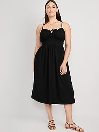 Fit & Flare Tie-Front Cami Midi Dress for Women | Old Navy (US)