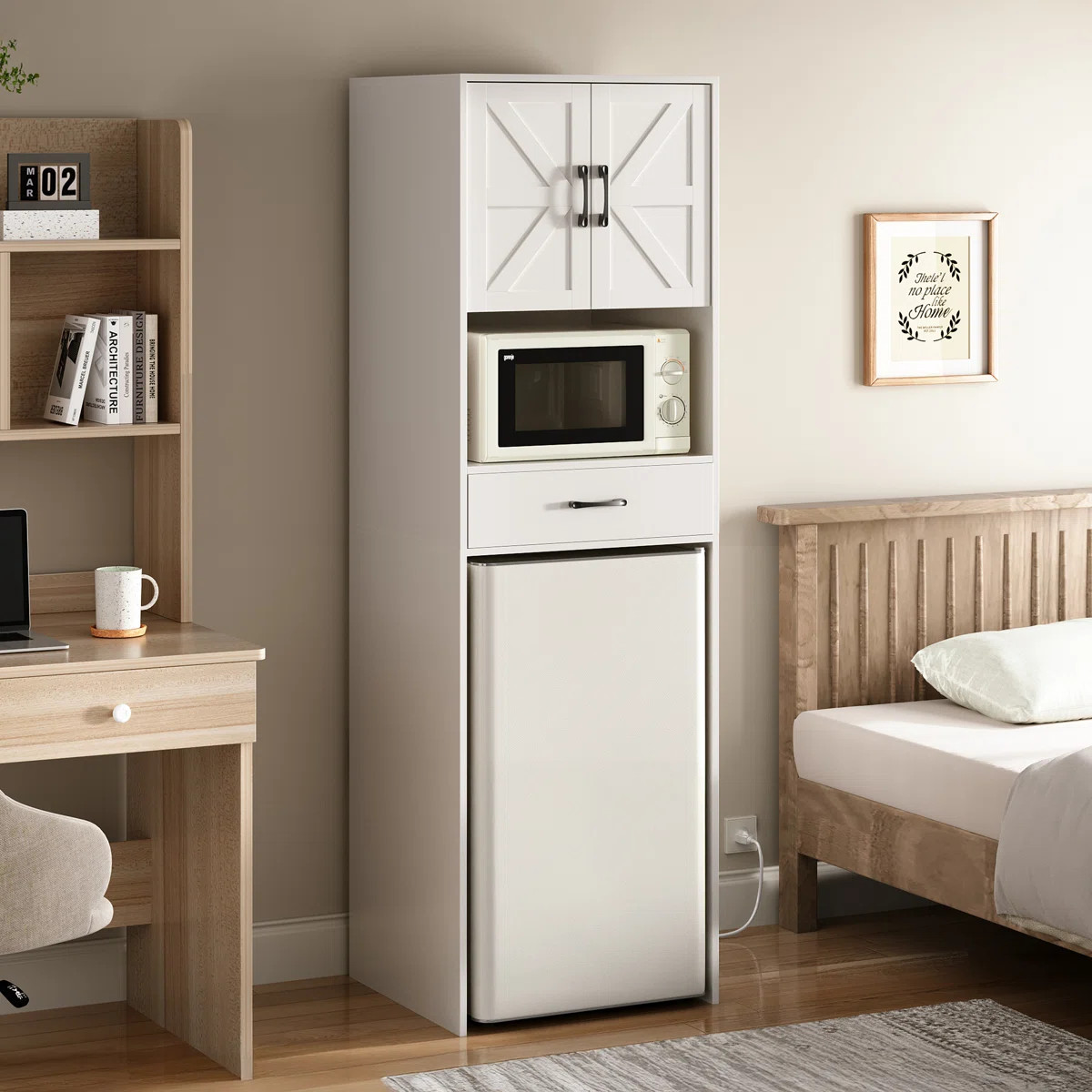 Mini Fridge Stand With Storage And Power Outlet, Coffee Bar Cabinet With Microwave Shelf, \u2013 ... | Wayfair North America