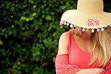 Pom Pom Sun Hat Personalized, Straw Hat, Bride Hat, Floppy Beach Hat, Custom Floppy Sun Hat, Vacatio | Amazon (US)