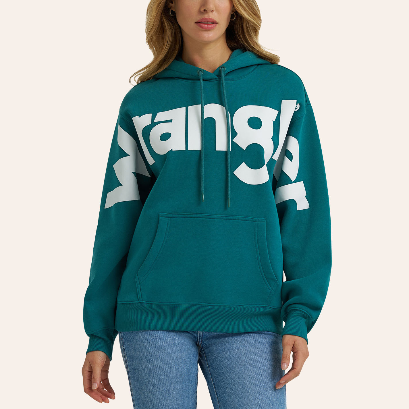Wrangler Women's Teal & White Oversized Logo Hoodie - S - From Cavender's | Cavender's