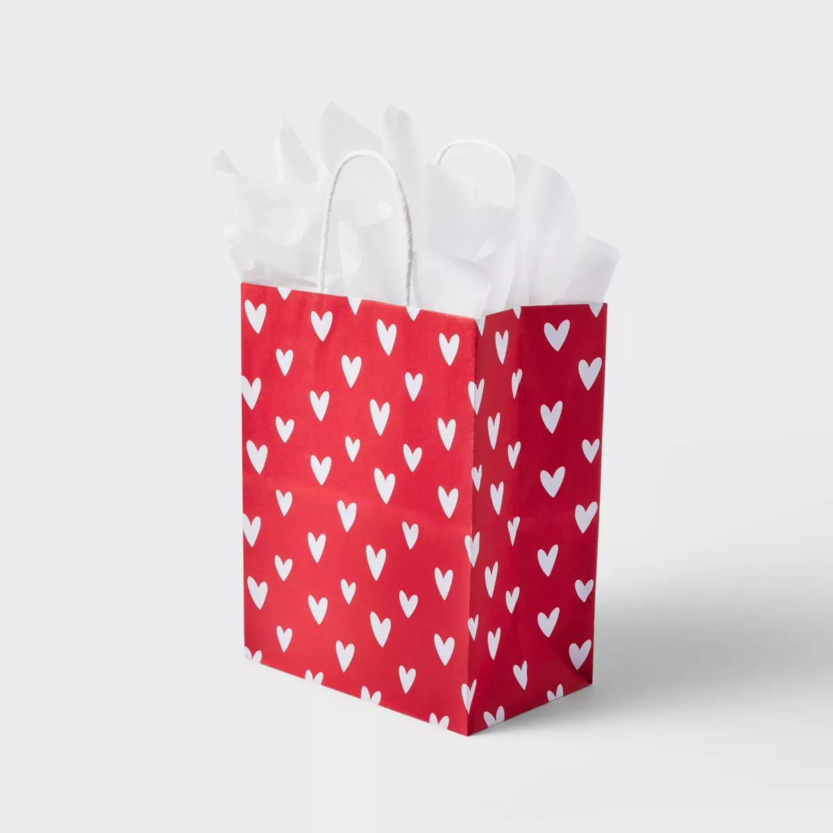 White Heart on Red Small Gift Bag with Tissue - Spritz™ | Target