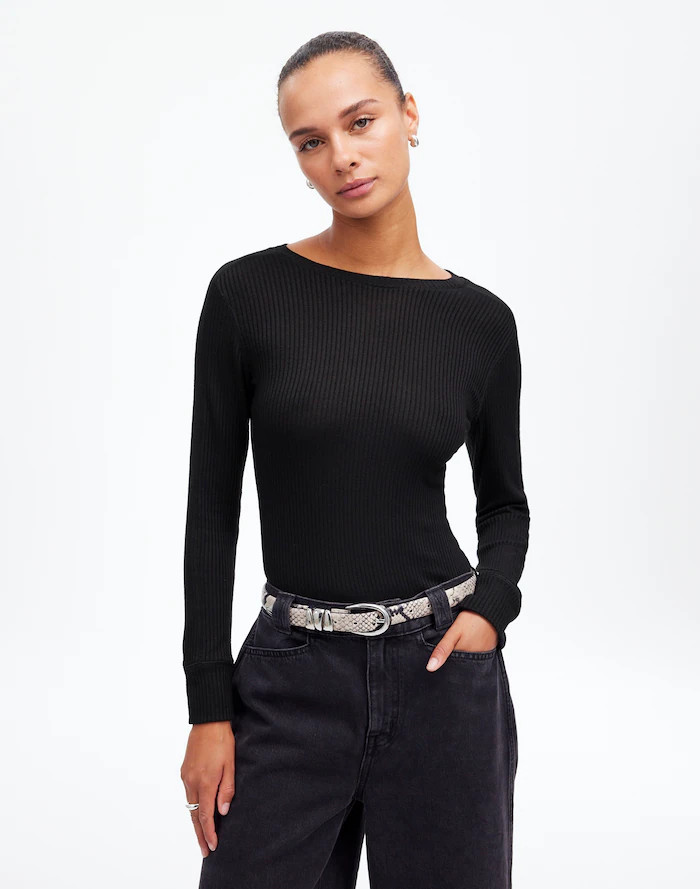 Ribbed Crewneck Long-Sleeve Tee | Madewell