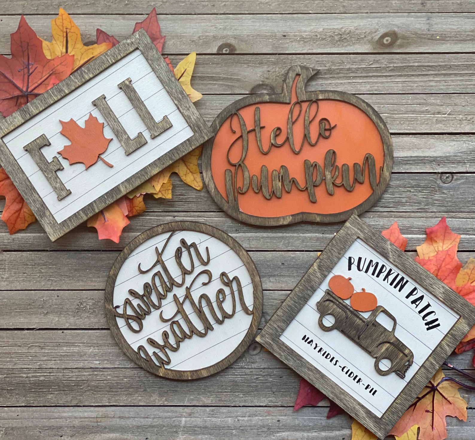 Fall wood signs/Fall decor/ Coffee bar decor/Tiered tray signs/ 3D signs/Rae Dunn decor | Etsy (US)