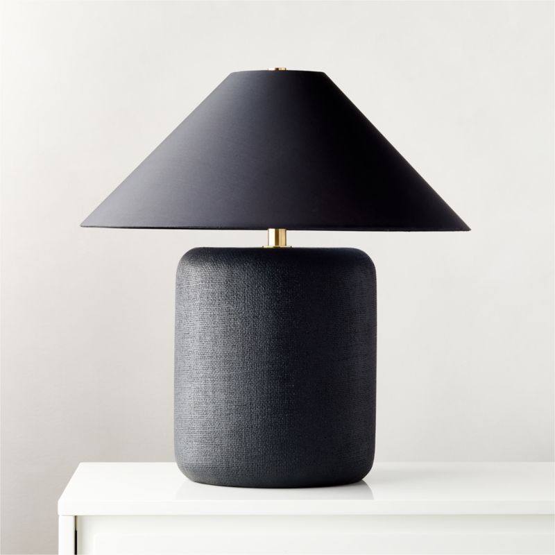 Block Black Lacquered Linen Table Lamp | CB2 | CB2