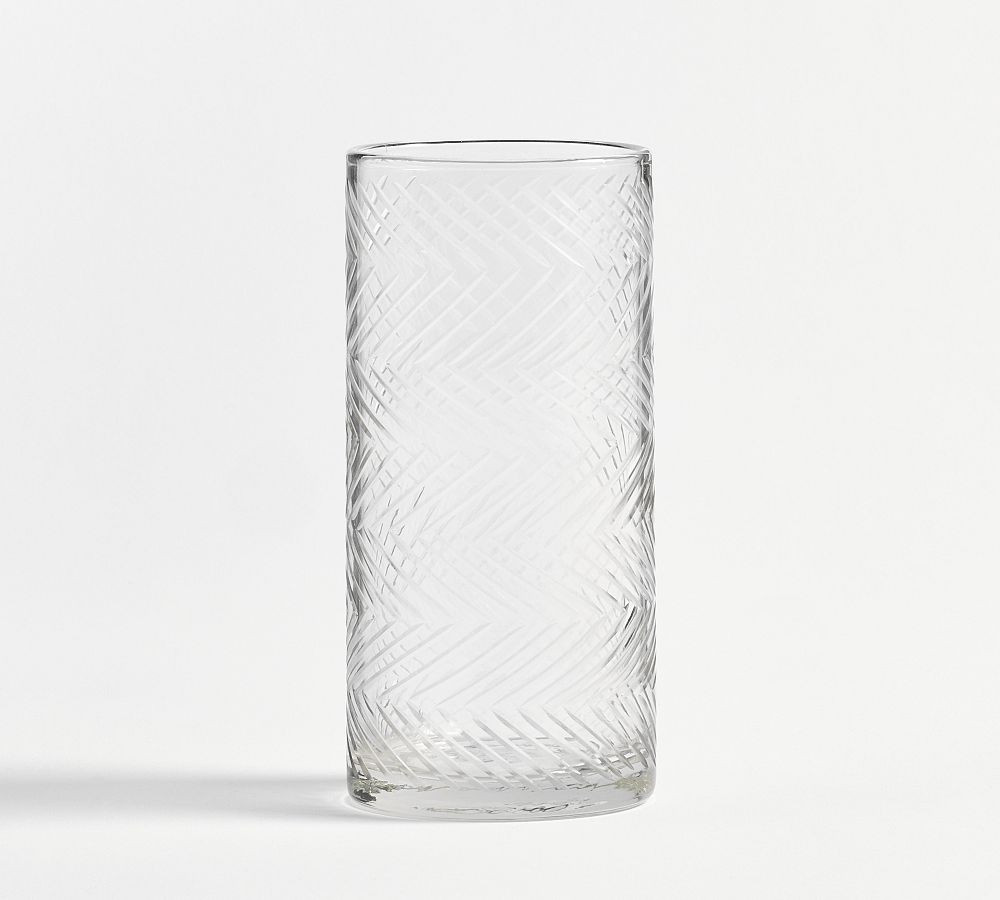 Sweet July Herringbone Handcrafted Glass Highball Drinking Glasses - Set of 4 | Pottery Barn (US)