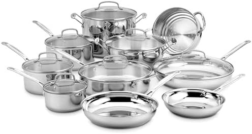 Cuisinart 17-Piece Stainless Steel Cookware Set, Chef's Classic Steel Collection with Pure Alumin... | Amazon (US)