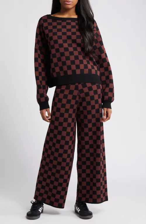 Dressed in Lala Check Sweater & Pants Set in Brown/black at Nordstrom, Size Medium | Nordstrom