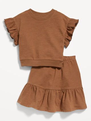 Jacquard-Knit Flutter-Sleeve Sweatshirt & Skirt Set for Toddler Girls | Old Navy (US)