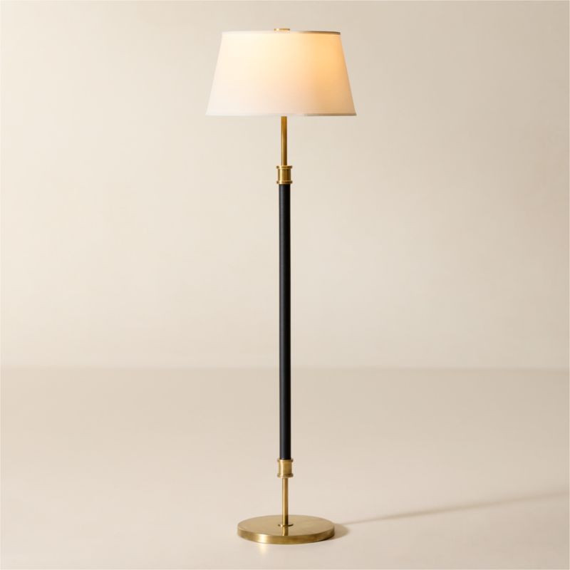 Viator Wrapped Black Leather Floor Lamp | CB2