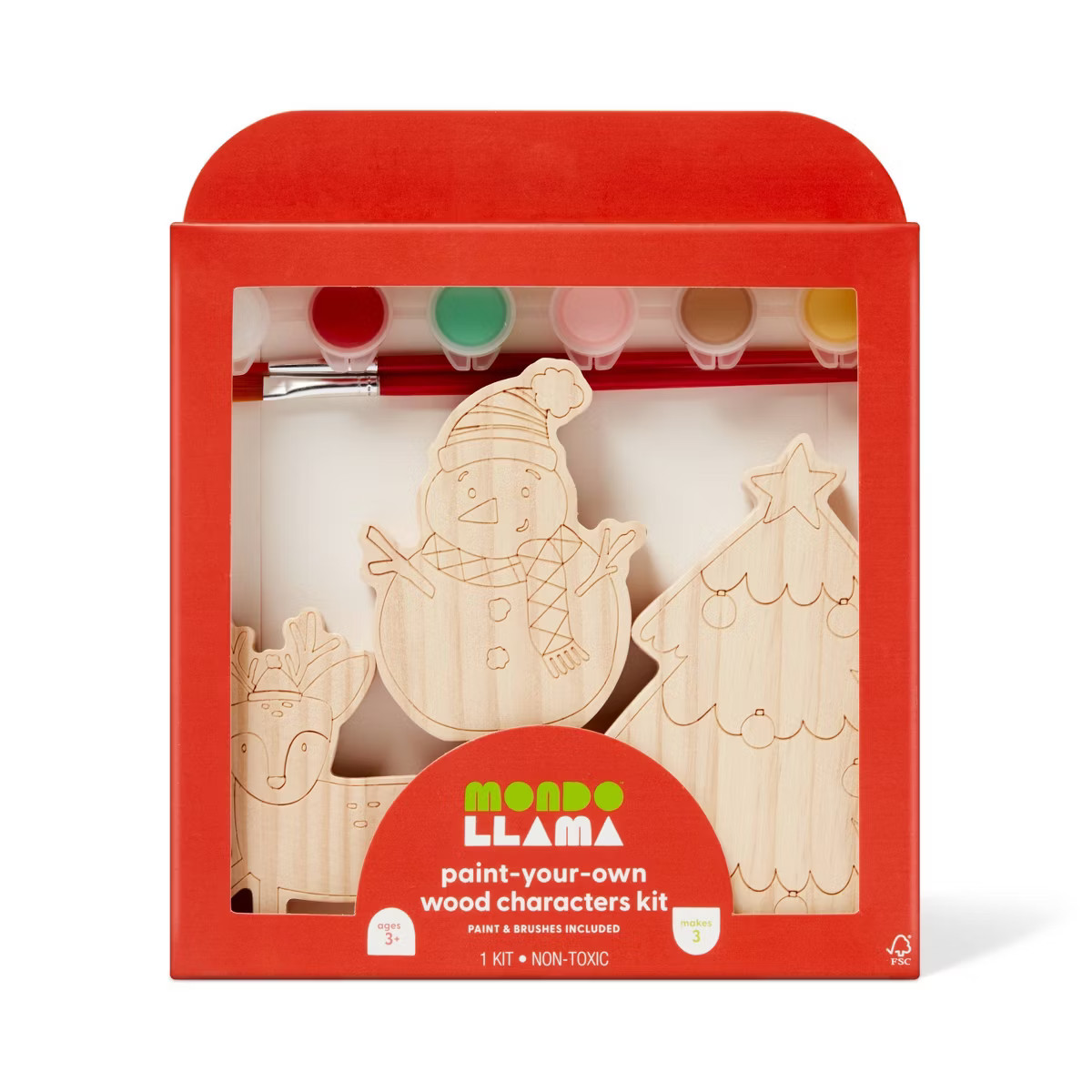 Christmas Craft Paint-Your-Own Wood Holiday Characters Kit - Mondo Llama™ | Target