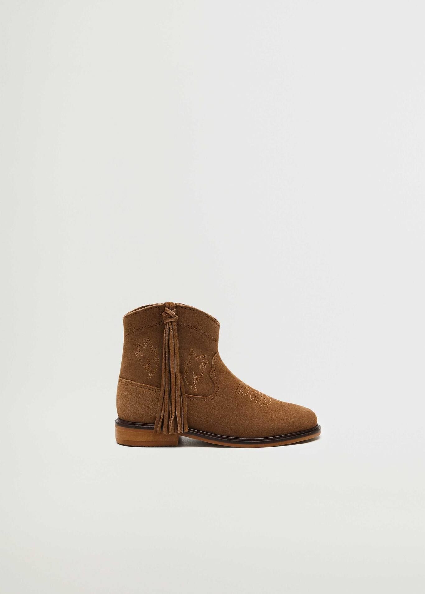 Fringed leather boots | MANGO (US)