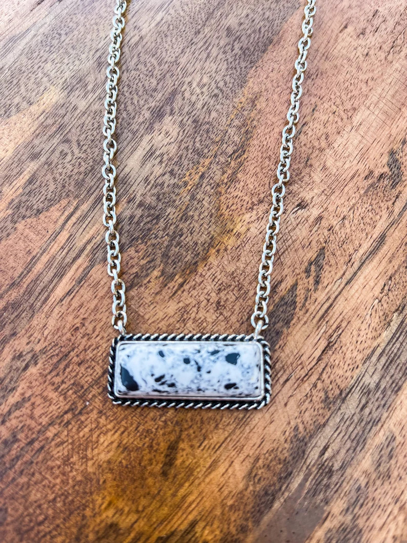 Western Jewelry White Buffalo Turquoise Burnished Silver Bar - Etsy | Etsy (US)
