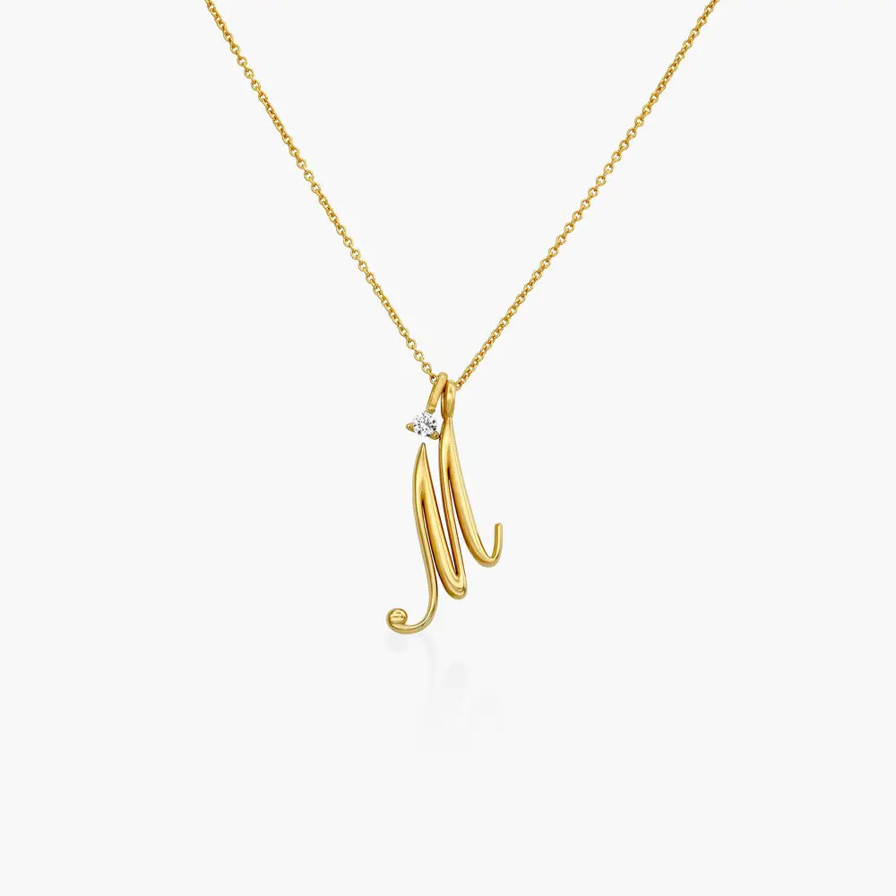 Nina Large Initial Music Note Necklace with Diamond - Gold Vermeil | Oak & Luna (US)