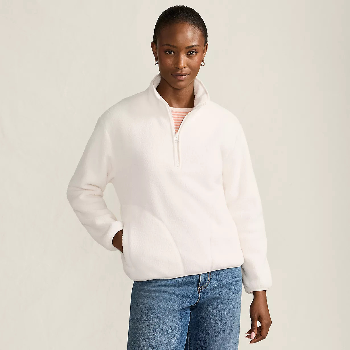Women's Half Zip Cozy Sherpa Fleece Pullover | Lands' End (US)