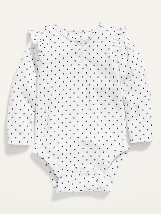 Unisex Printed Long-Sleeve Plush-Knit Bodysuit for Baby | Old Navy (US)