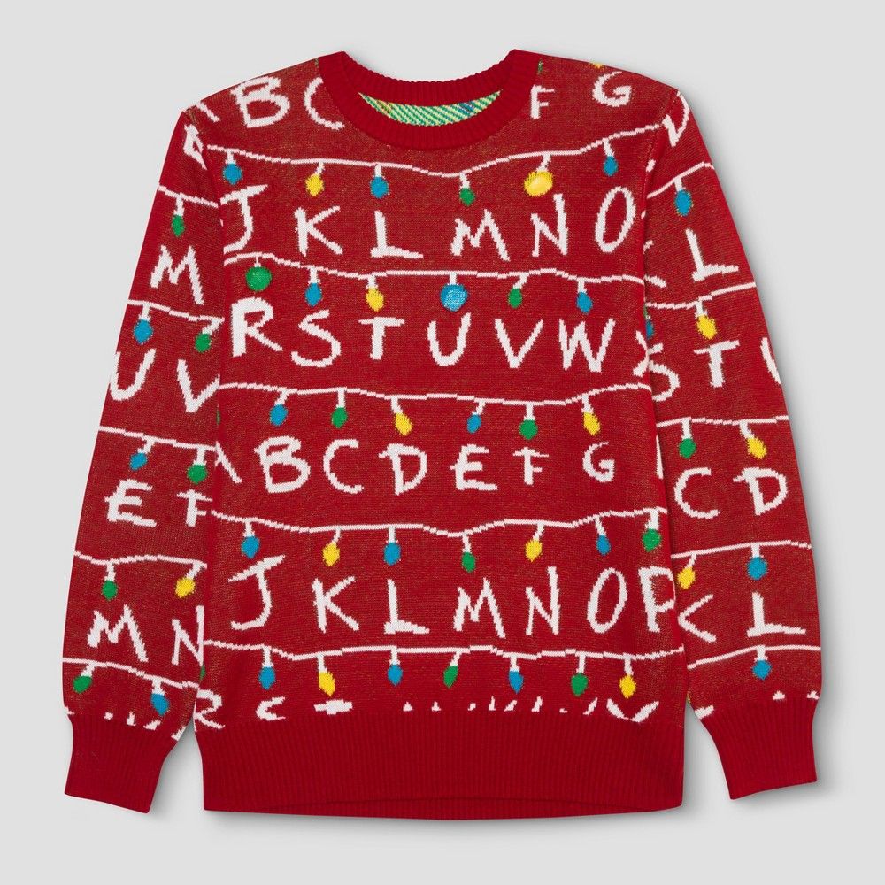Men's Big & Tall Stranger Things Ugly Holiday Light-Up Sweater - Red 2XLT, Size: Xxl Tall | Target