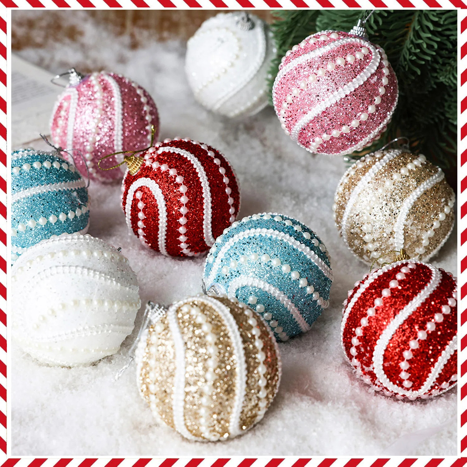 12Pcs 3.15 Inch Christmas Balls Ornaments Christmas Tree Decorations Glitter Pearl Sequin Balls D... | Wayfair North America