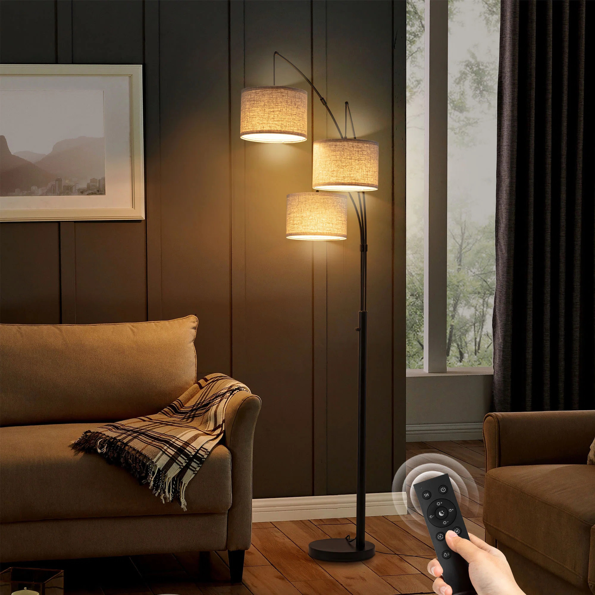 80" 3-light Dimmable 3-color Temperature, Arc Floor Lamps With Remote Control, Modern Tall Standing Lamp | Wayfair North America