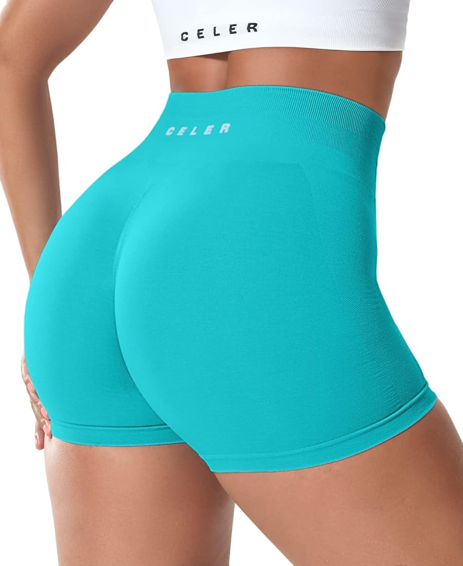CELER Womens Workout Shorts Seamless Scrunch Butt Gym Shorts High Waisted Yoga Athletic Booty Shorts | Amazon (US)