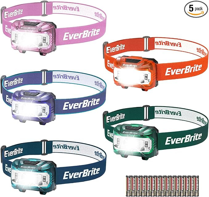 EverBrite Headlamp, 5 Pack Kids Headlamp with Red Light and Memory Function, Head Lamp for Adults... | Amazon (US)