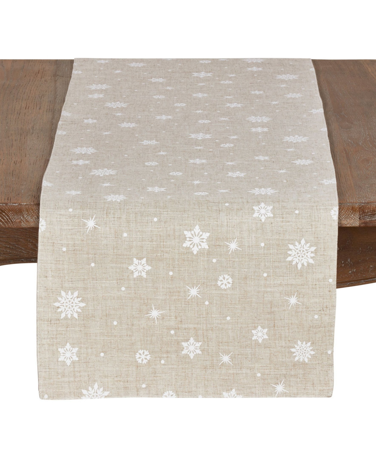 Saro Lifestyle Poly Blend Christmas Runner with Snowflake Design - Natural | Macy's
