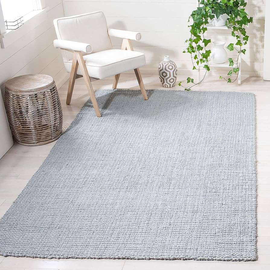 SAFAVIEH Area Rug 5x8 - Natural Fiber Collection - Light Grey, Handmade Jute & Coir, Farmhouse St... | Amazon (US)