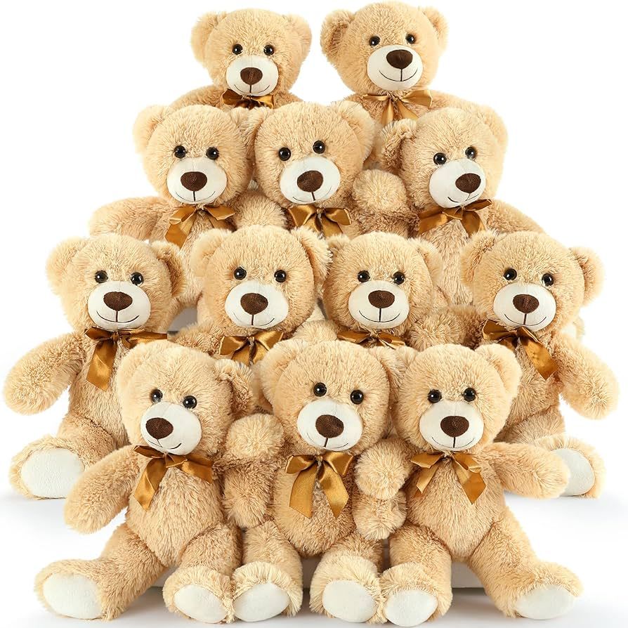 DOLDOA Cuddly Soft Teddy Bear Bulk 12 Packs, Teddy Bear Stuffed Animal Bulk 14'', Small Stuffed Tedd | Amazon (US)