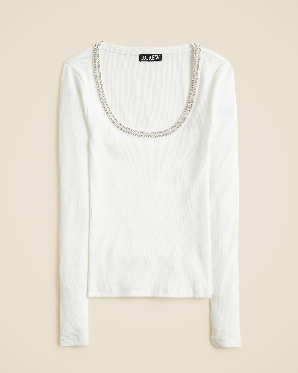 Perfect rib scoopneck T-shirt with embellishments | J. Crew US
