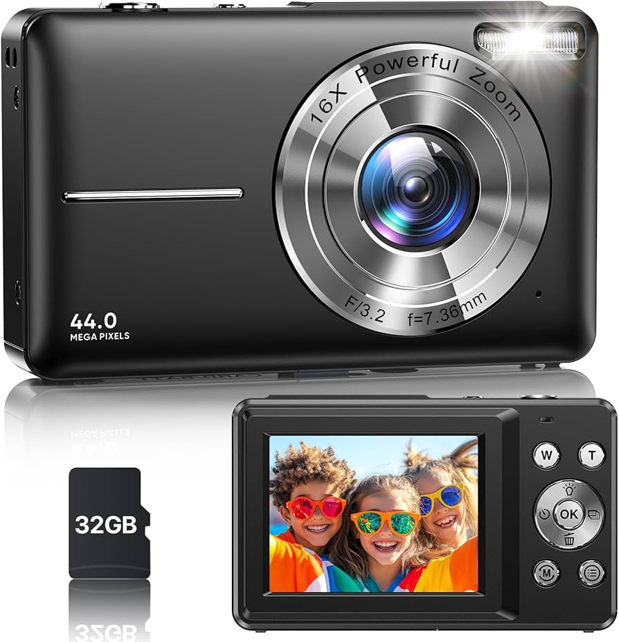 Digital Camera, Latest FHD 1080P Digital Camera for Teens with SD Card Anti Shake Point and Shoot... | Amazon (US)