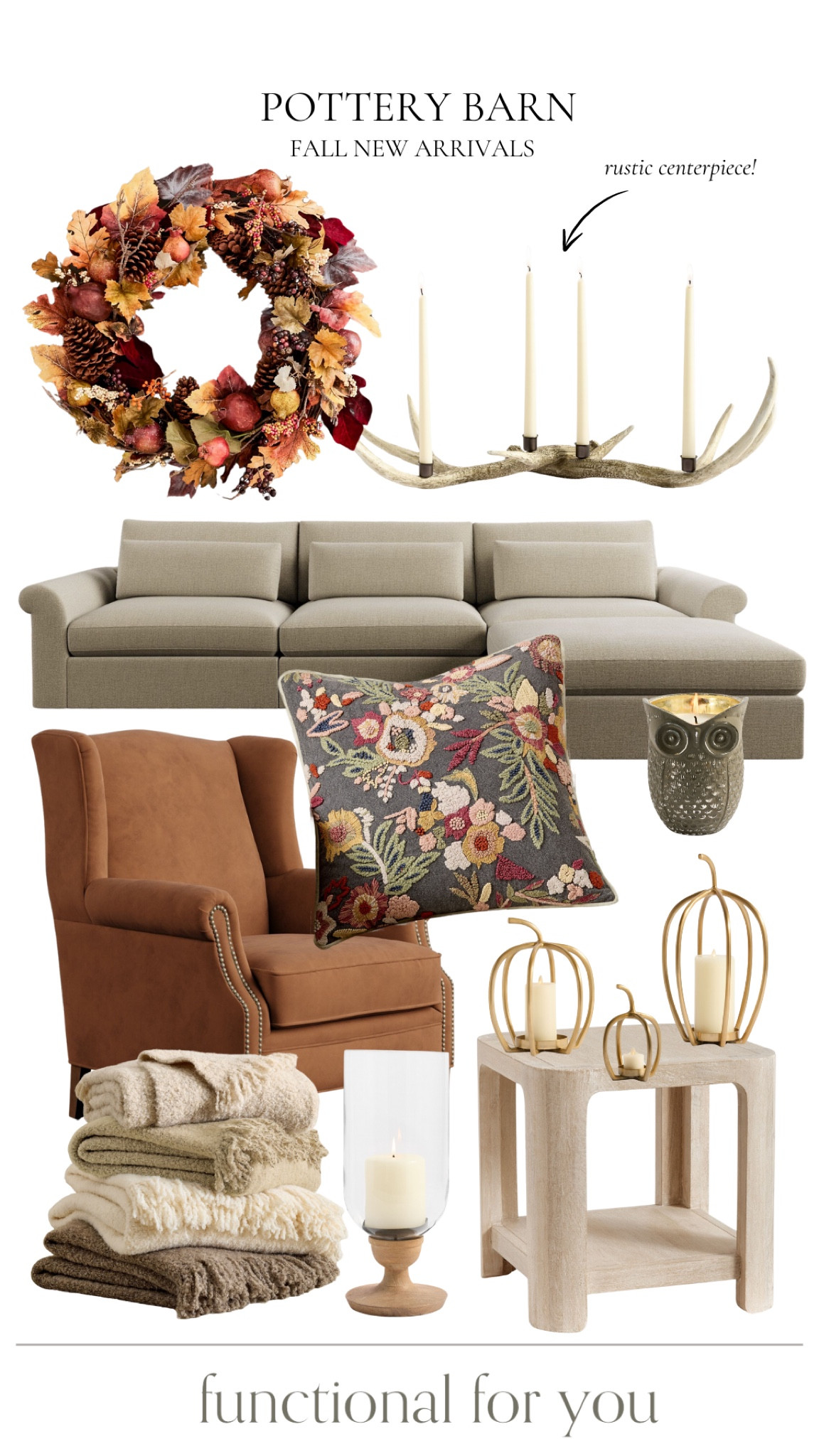Pottery Barn Fall new arrivals 

Sectional sofa, Fall wreath, center piece, accent chair, pumpkin candle holders, decorative pillows, owl candle holder, throw blanket

#LTKHome #LTKSeasonal