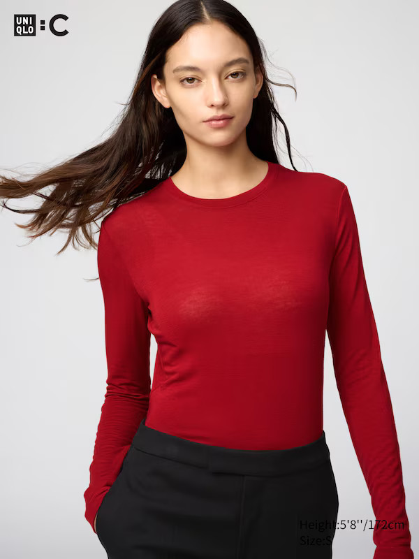 HEATTECH Extra Warm Cashmere Blend Crew Neck T-Shirt | UNIQLO (UK)