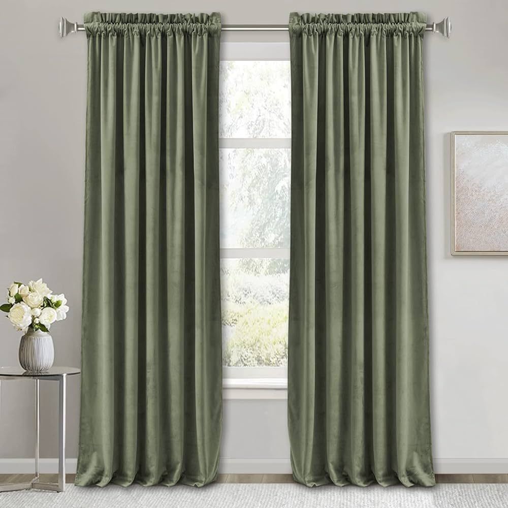 RYB HOME Velvet Curtains 96 inches Long 2 Panels Set, Luxury Window Treatment Privacy Thermal Ins... | Amazon (US)