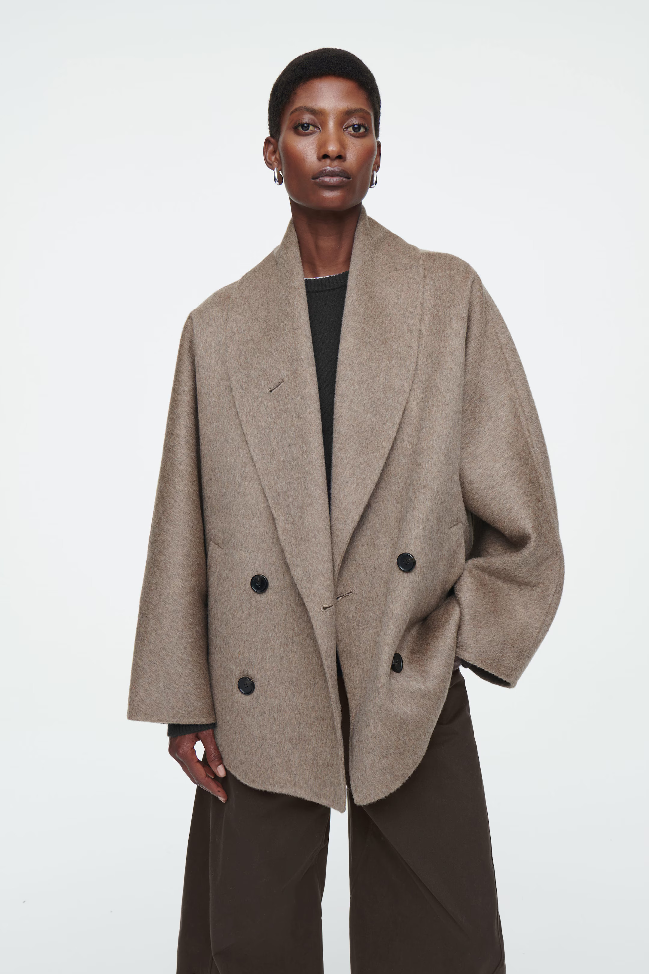 DOUBLE-FACED WOOL PEA COAT - MOLE | COS (EU)