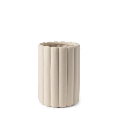 11" Beige Cylinder Ribbed Texture Ceramic Table Vase | Wayfair North America