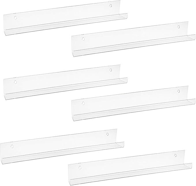 Fasmov 6 Pack 15 Inch Acrylic Floating Bookshelf, Invisible Wall Bookshelves for Kids Room, Livin... | Amazon (US)