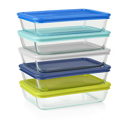 Pyrex Simply Store 10-pc. Glass Food Storage Set, One Size, Blue | JCPenney
