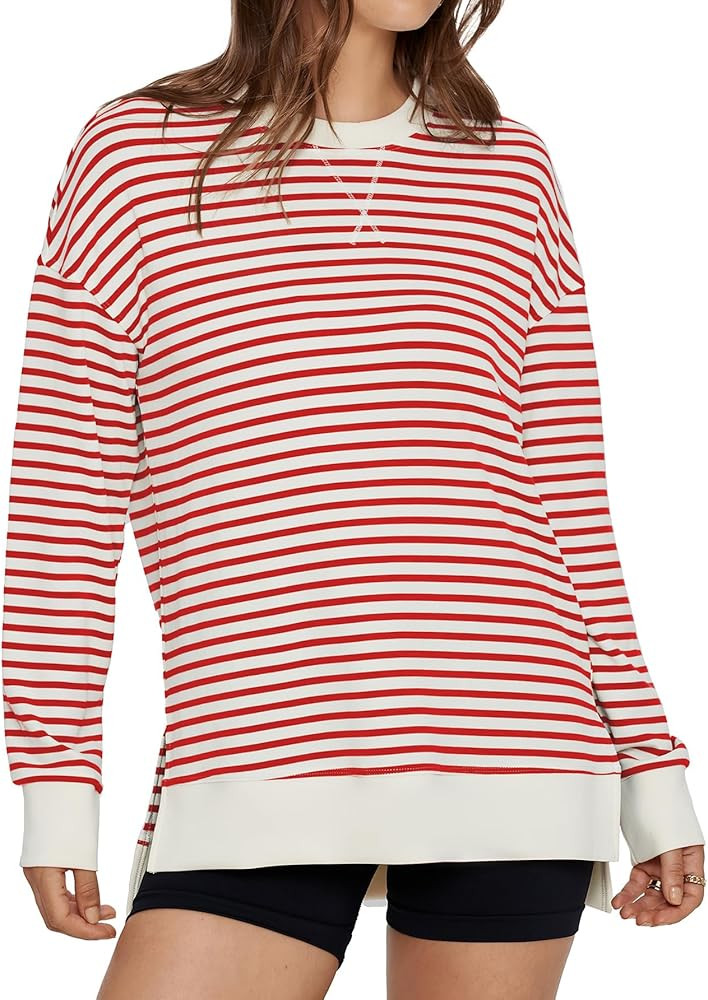 Glamaker Women's Long Sleeve Crewneck Sweatshirt Air Essentials Soft Loose Pullover Sweatshirts | Amazon (US)