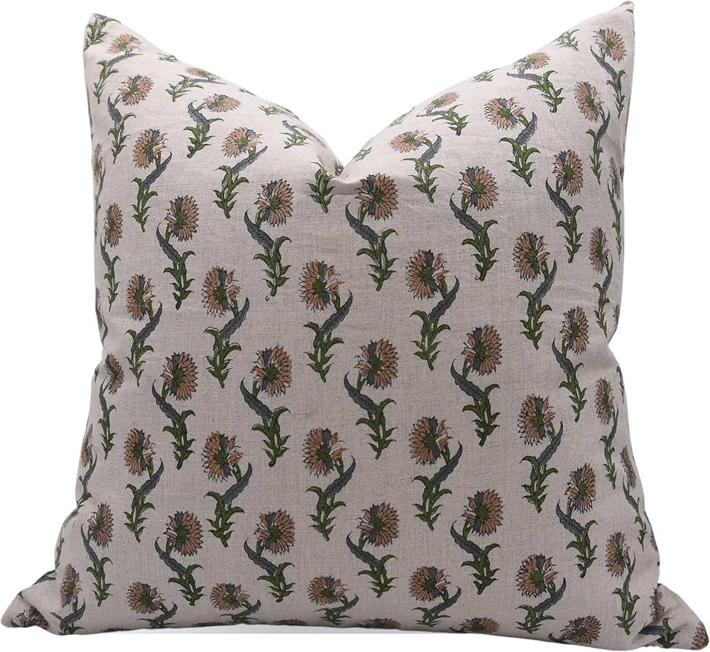 Fabritual Block Print Pure Linen 14x20 Throw Pillow Covers, Outdoor Farmhouse Cushion Covers, Dec... | Amazon (CA)