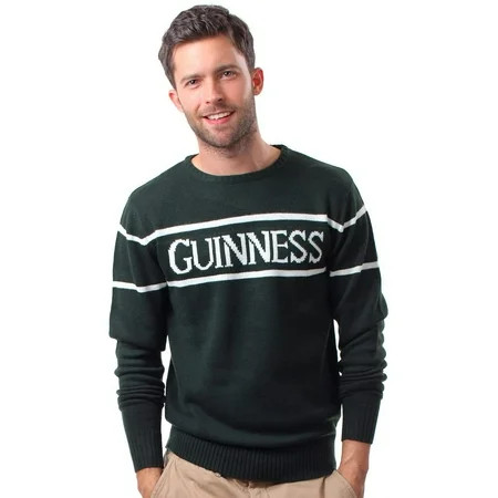 Guinness Official Mens Knit Jumper with White Text Bottle Green Colour Irish Sweatshirt | Walmart (US)