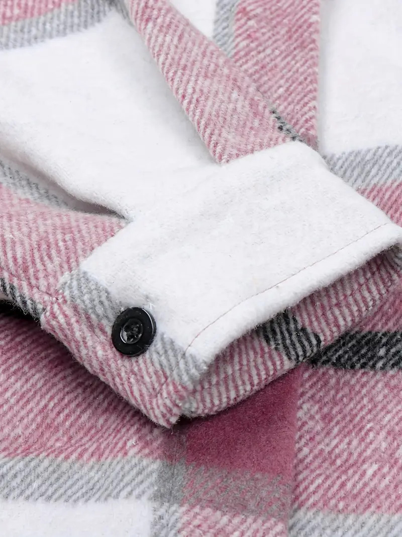 Plaid Print Shacket Jacket, Casual Button Front Long Sleeve Outerwear, Women's Clothing | Temu Affiliate Program